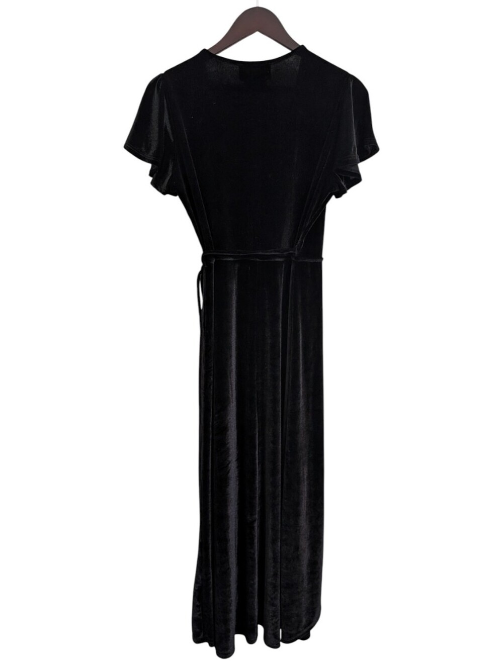 BHLDN Thrive Black Velvet Wrap Midi Dress Size Large - Picture 3 of 6